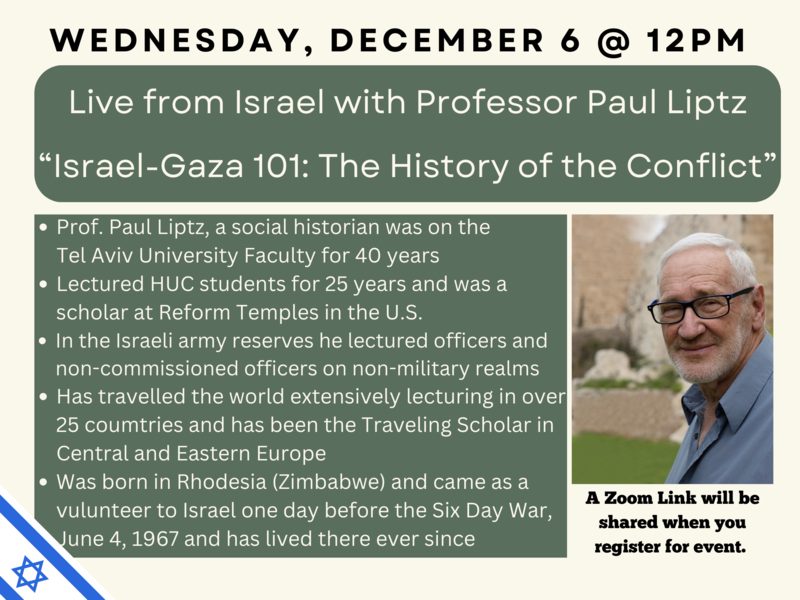 Banner Image for Live from Israel with Professor Paul Liptz